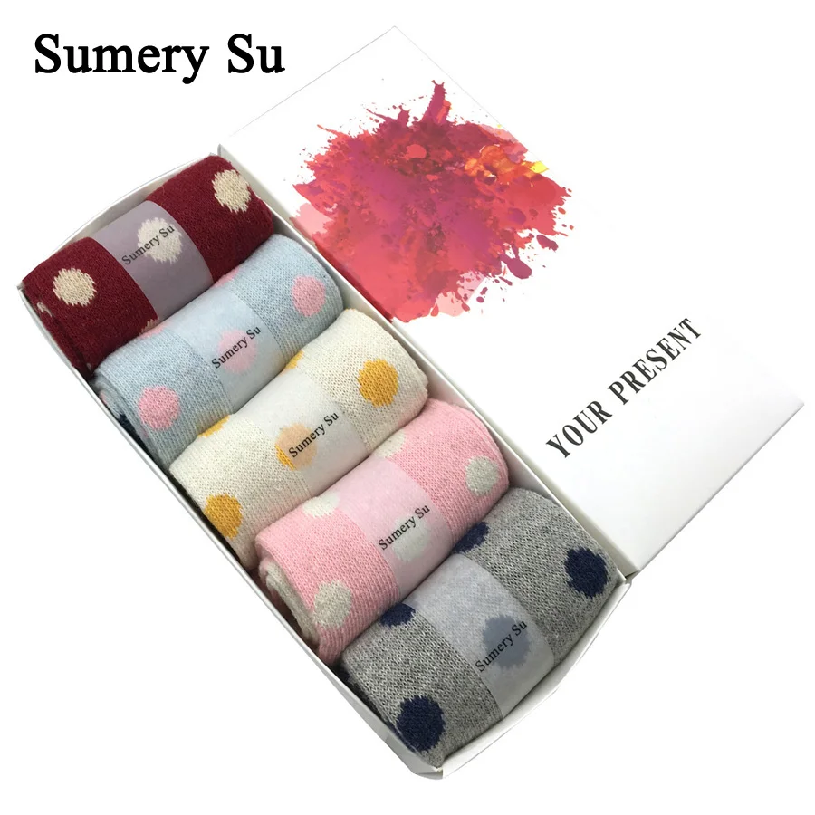 5 пар/партия шерстяные носки женские рождественский подарок зимние кашемировые теплые носки женские милые подарок