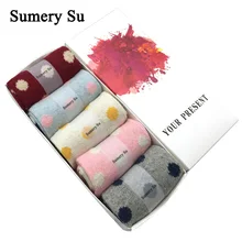 5 пар/партия шерстяные носки женские рождественский подарок зимние кашемировые теплые носки женские милые подарок