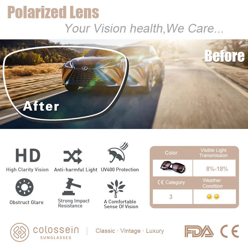 COLOSSEIN MSTAR солнцезащитные очки Для женщин поляризационные Новая мода солнцезащитные очки Роскошные постепенное легкие мягкие классические очки UV400