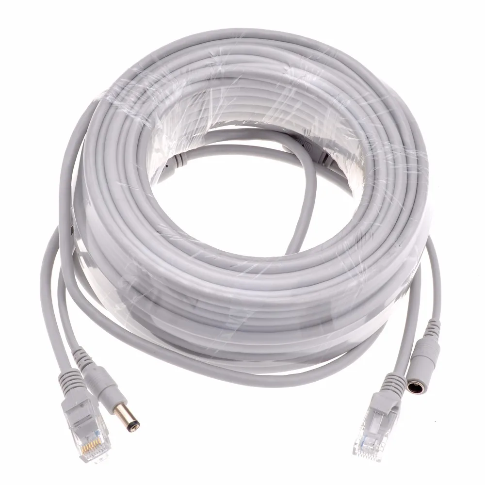 GADINAN 5 м/10 м/15 м/20 м/30 м дополнительный серый CAT5/CAT-5e Ethernet кабель RJ45+ DC мощность CCTV сети Lan кабель для системы ip-камер