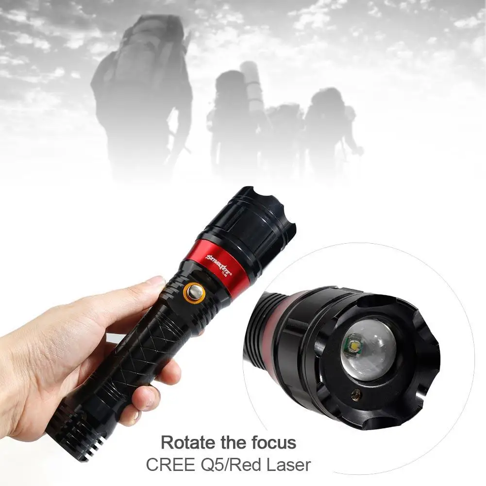 SKYWOLFEY red laser Flashlight Torch 3800LM XPE LED Zoomable Focus