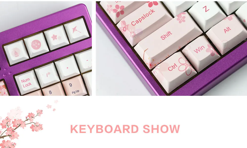 Kbdfans Новое поступление пять поверхностных сублимации sakura keycaps 126 клавиш для механической клавиатуры mx cherry switch