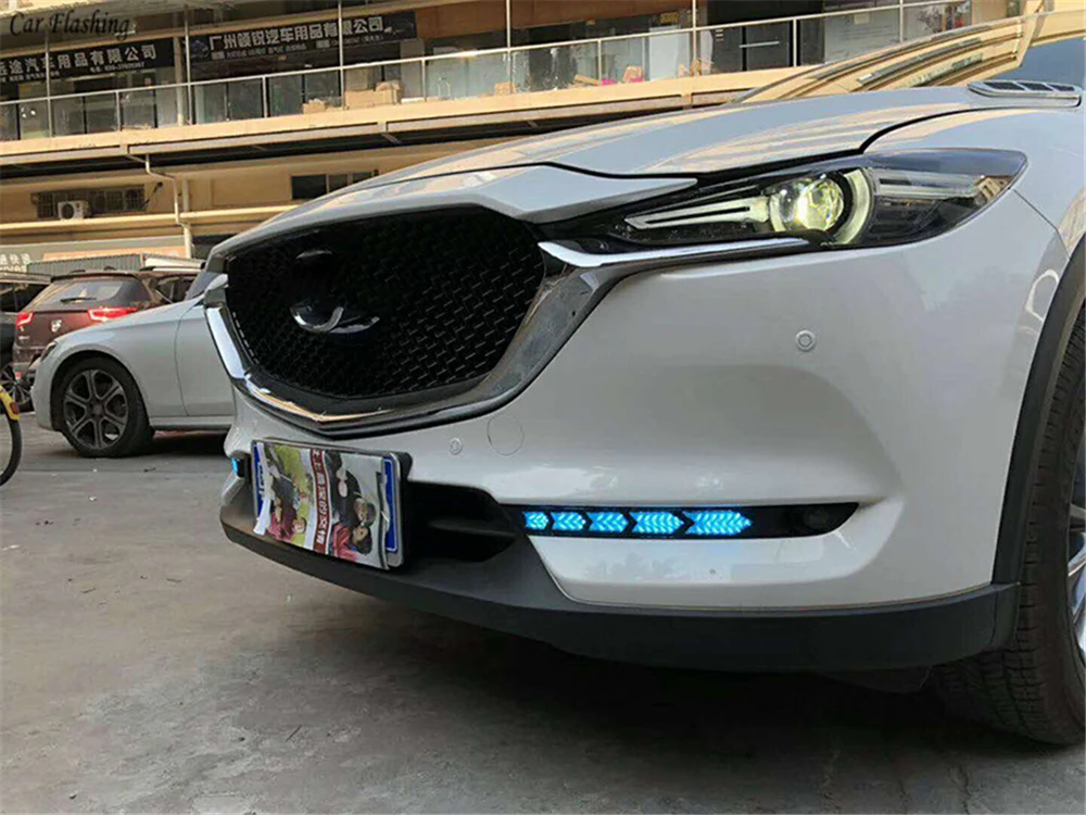 1 пара светодиодный дневные ходовые огни для Mazda CX-5 cx5 cx 5 12 В drl противотуманная фара DRL с указателем поворота ночная синь