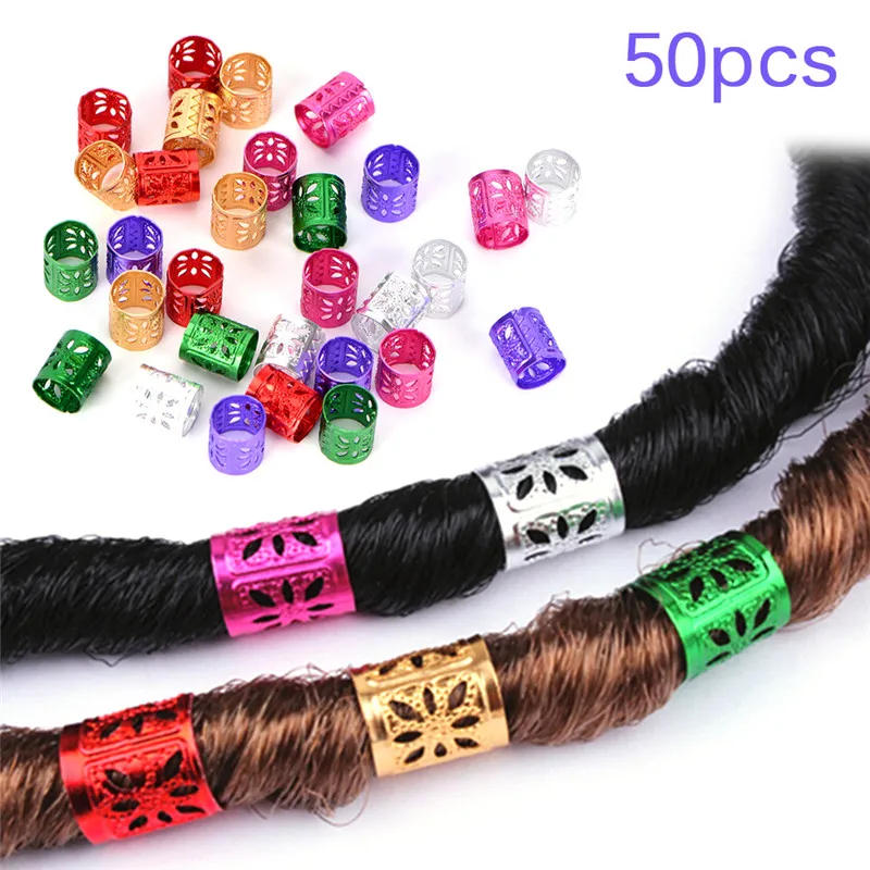 

50Pcs/Lot Mix Silver Golden Plated Hair Braid Dread Dreadlock Beads Adjustable Cuff Clip 10mm Clip Metal Tube Lock Fast Shipping