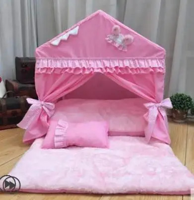 

L Pet supplies new fashion Korean pet dog bed portable house foldable house lace pet bed princess dog bed washable dog house