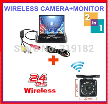 

wireless auto parking rearview camera monitor 4.3 TFT LCD monitor 2 av in video +HD Led back up camera for car safe park
