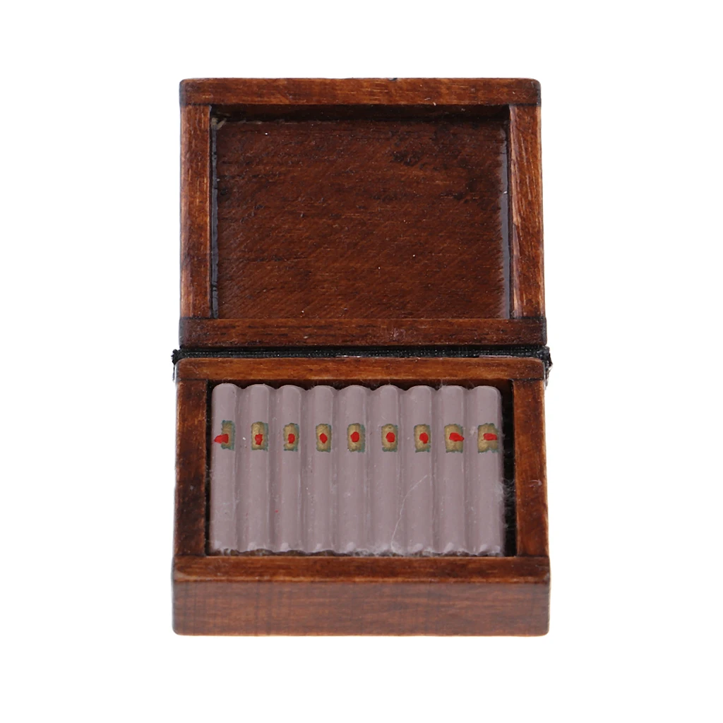 Vintage Miniature Wooden Cigar Box Tobacco Humidor Kit for 1/12 Dolls House Decor Room Items Accessory