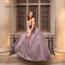 Lemon joyce Сексуальные вечерние платья Новые Элегантные Простые Вечерние платья трапециевидной формы с глубоким v-образным вырезом без спинки светоотражающее платье robe de soiree