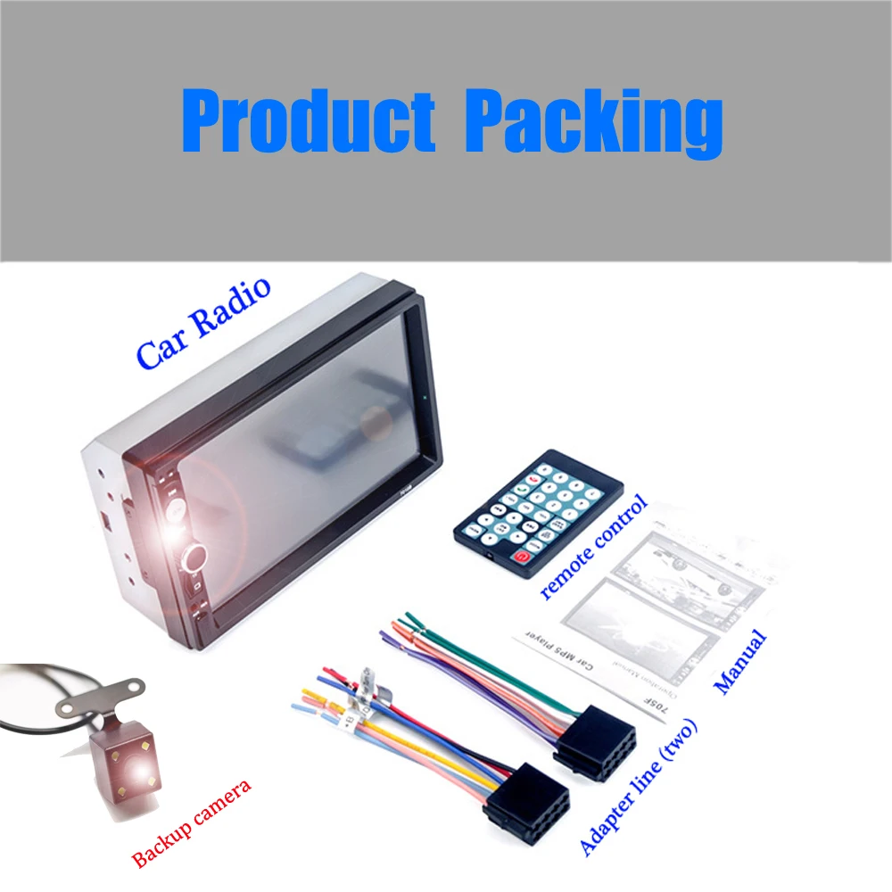 7010B Podofo 2 din Car Radio 7 HD Touch Screen Digital Display Bluetooth USB FM Autoradio Multimedia MP5 Player 888