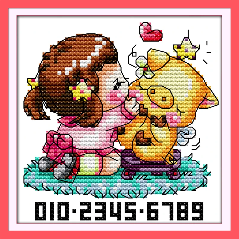 

Kiss pig (girl), counted printed on fabric DMC 14CT 11CT Cross Stitch kits,embroidery needlework Sets Home Decor
