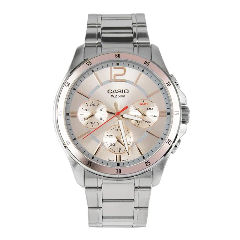 Мужские часы Casio спортивные водонепроницаемые кварцевые 50 метров ремешок MTP