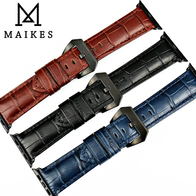 MAIKES watchbands genuine cow leather watch strap for Apple Watch Band 42mm 38mm series 4-1 iwatch 4 44mm 40mm watch bracelet