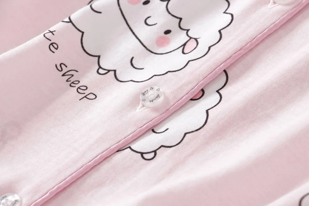 Розовая пижама Bluecute с рисунком овечки, футболка и шорты для женщин, отложной короткий рукав,, летние Пижамные комплекты с героями мультфильмов, одежда для сна
