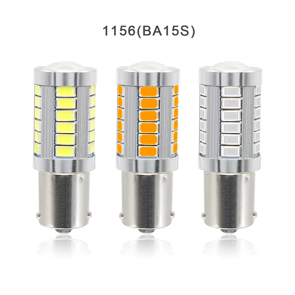 1x7443 7440 1156 ba15s 1157 bay15d 33 SMD 5630 Светодиодный Светильник лампы поворота тормоза автомобиля Хвост Сигнальная лампа 12V Белый цвет красный, желтый - Испускаемый цвет: 1156(BA15S)