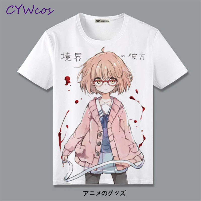 

2018 New Kyokai no Kanata Anime Cosplay Kuriyama Mirai Cosplay T-shirt Daily Summer Suits Clothes Print Short Sleeves Shirt