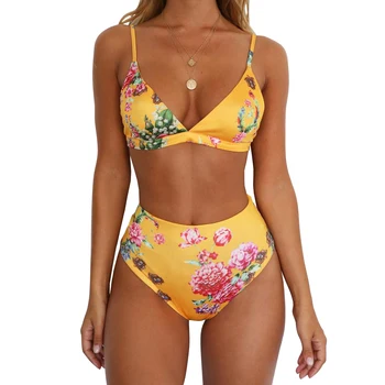 

2018 High Waist Bikini Floral Swimsuit Leopard Bikini Set Push Up Women Swimwear Female Biquini Swimming Suit Maillot De Bain