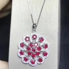 Подвеска в виде цветка, натуральная подвеска с рубином,, Стерлинговое Серебро 925 пробы, ювелирные украшения, 0.15ct* 8 шт, драгоценный камень# L18071905