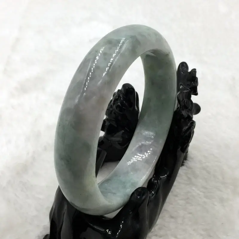 

free shipping 02090 Certified Grade A Natural Lavender Green Jadeite Jade Bracelet Bangle