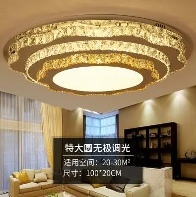Кристалл лампы гостиной лампы простой современной атмосфере столовая спальня лампы Роскошные прямоугольный светодиодный потолочный светильник - Цвет корпуса: diameter 100cm