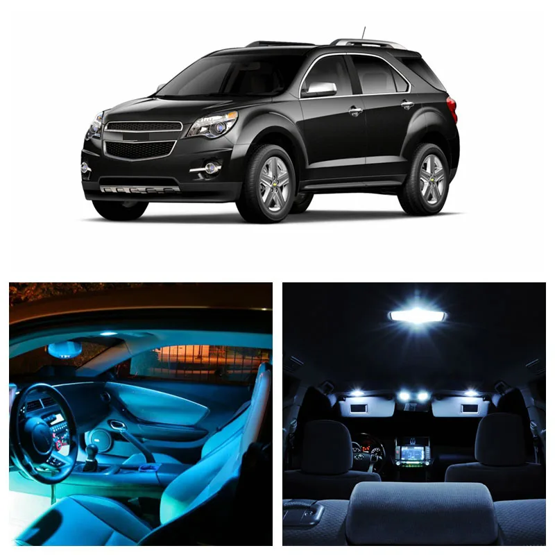 

9pcs White Ice Blue LED Light Bulbs For 2010-2015 Chevy Chevrolet Equinox Interior Package Kit License Plate Lamp Chevy-EF-05