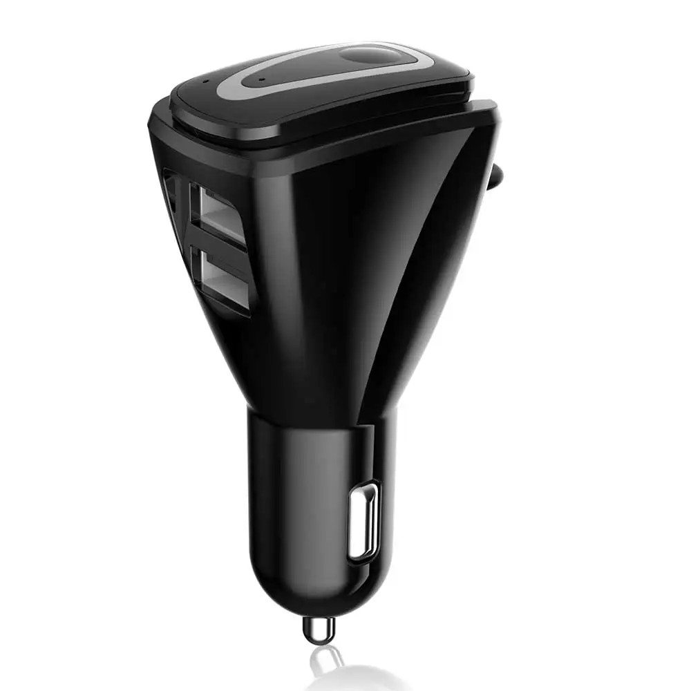 

Car Charger with Wireless Bluetooth Headset 2-in-1 with Dual USB Port Hands-free Driving Earbuds with Mic