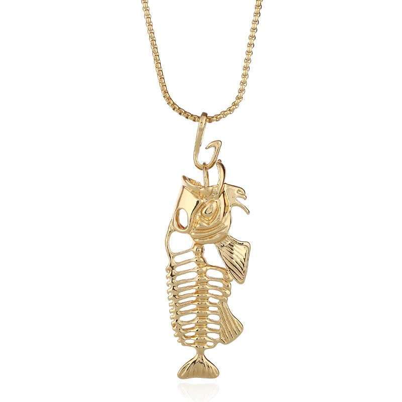 

MIARA.L Supplying Solid Fish Alloy Necklace Male Accessories Retro Fishbone Pendant
