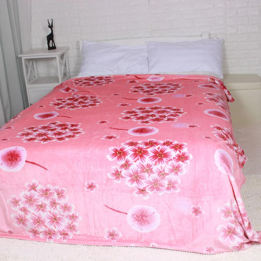 Chinese Style Retro Flannel Fleece Blanket Flower Super Soft Warm Throw