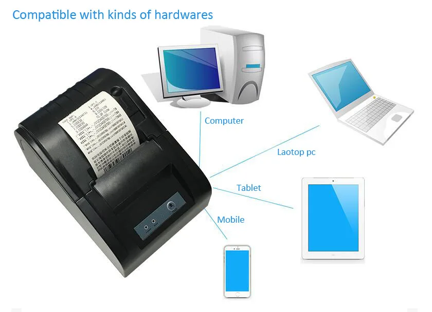 

TP-5806 Laptop USB Mobile Receipt Pos Bluetooth Graphic 58mm Mini Thermal Printer