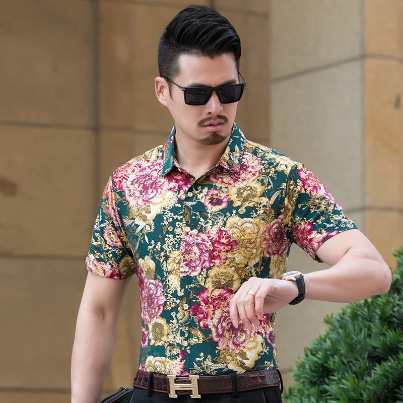 Envío verano 2018 último floral impreso camisa casual Hombre negocios moda impresión ropa manga corta|Camisas informales| - AliExpress