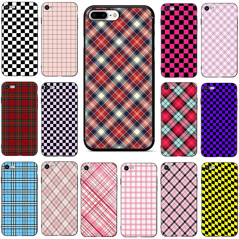 

checkered phone case for iphone 7 plus Soft TPU Silicone Phone Cover Case For iphone 5 5s SE 6 6s 7 8 Plus X XR XS Max coque