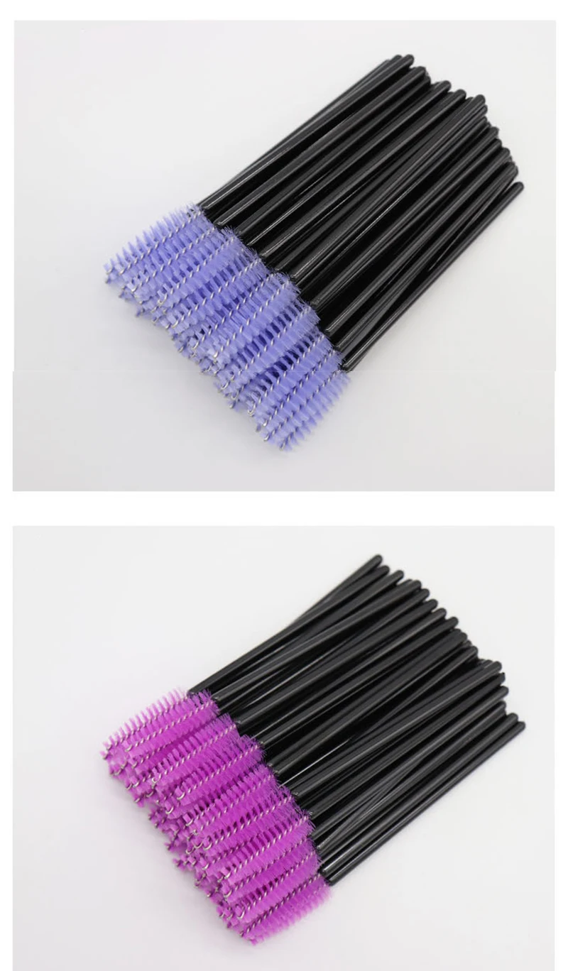 100Pcs /Pack Disposable Micro Eyelash Brushes Mascara Wands Brushes Eyelash Comb Brushes Spoolers Makeup Tool Kit