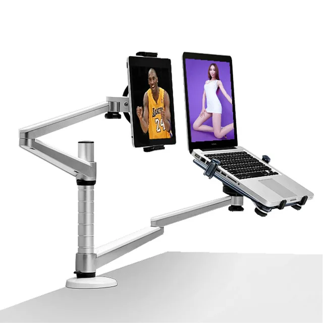 Dual Arm Laptop&tablets Stand Holder For 1015" Laptop & 710" Tablet