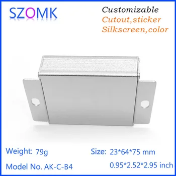 

1 piece free shipping Light Blue color aluminium material hanger enclosures with end panels and screws 23(H)x64(W)X75(L)mm