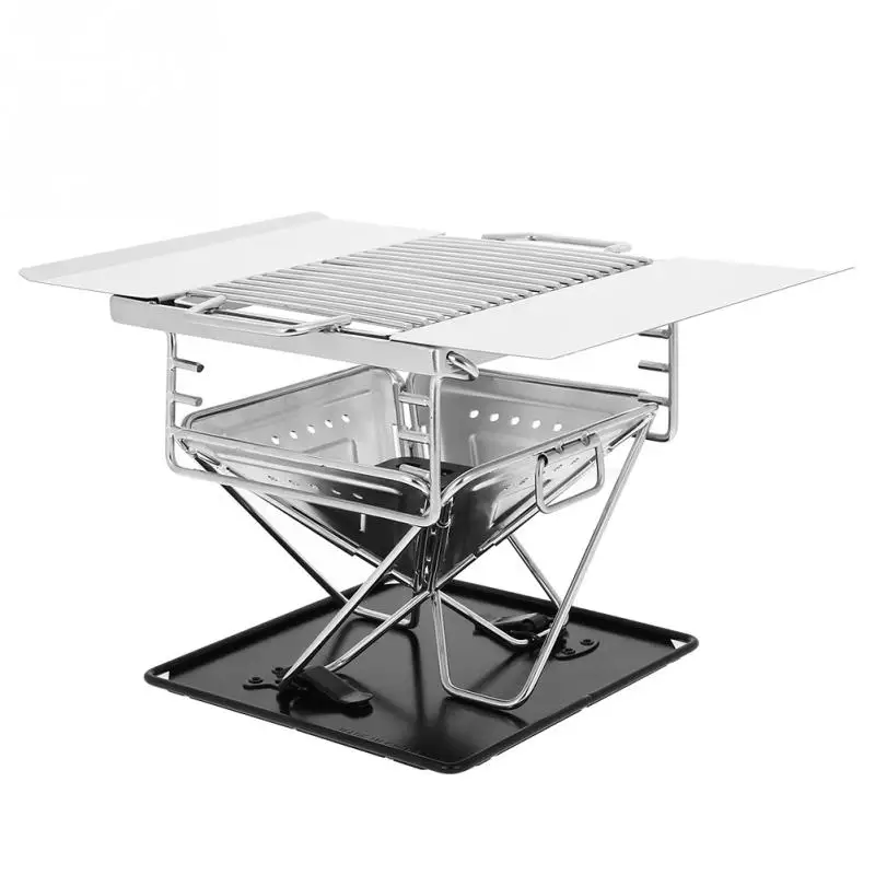 Mini Pocket Foldable Portable Stainless Steel Barbecue Grill Charcoal Rack Grill for Outdoor BBQ