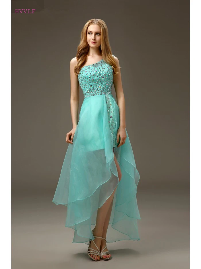 Turquoise Cocktail Dresses Elegant Sheath One shoulder Detachable