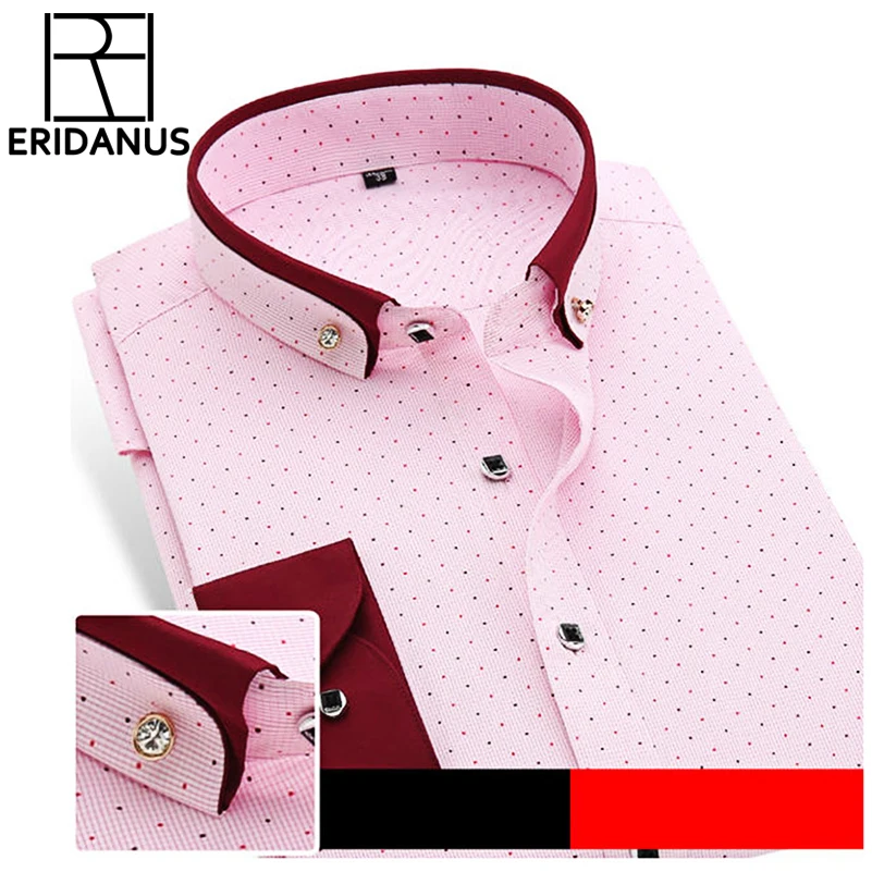 En Ligne Nouvelle Marque hommes Polka Dot Chemises Décontracté Bureau Chemise Slim Fit Hommes Chemise Homme À Manches Longues Robe D affaires Camisa masculina X456