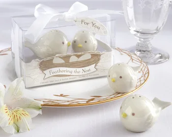 

100Set/Lot=200Pcs/Lot+Feathering the Nest Love birds Salt and Pepper Shaker wedding favors and gifts+Free shipping