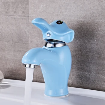 

Kindergarten children's cartoon ceramic faucet color elephant panda washbasin basin copper hot and cold faucet LO53541