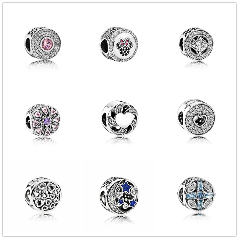 

SHINETUNG 1:1 S925 Sterling Silver Shining Icons & Vintage Zauber & Ribbon Heart Charms Fit Ladies' DIY Fashion Jewelry