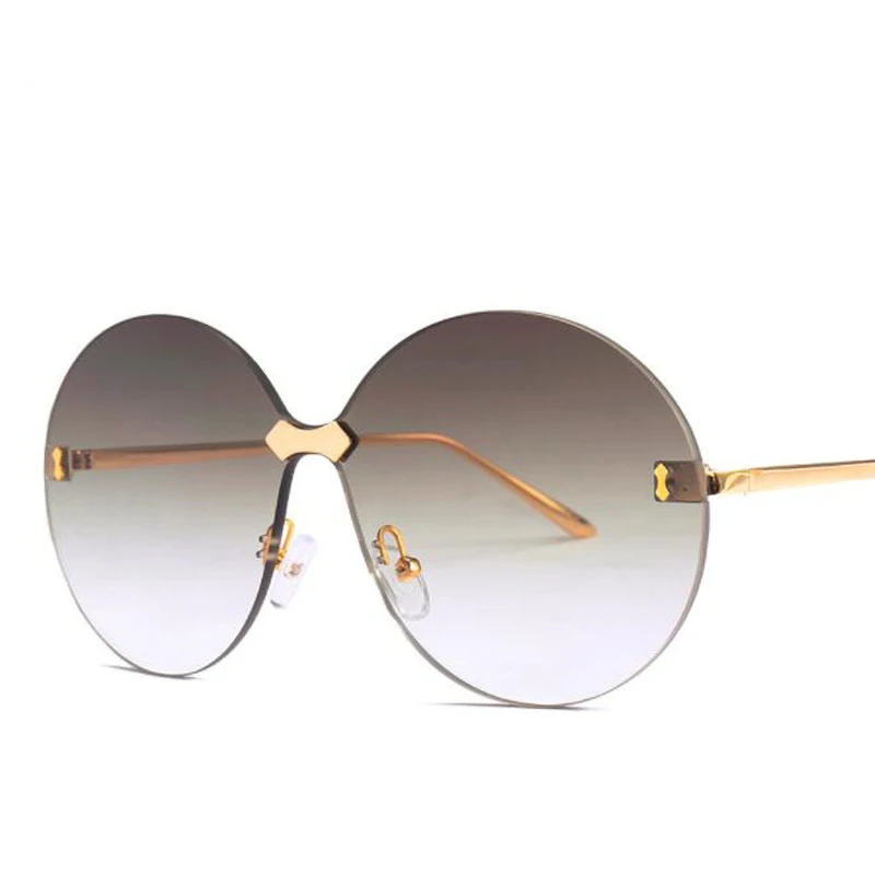 Трендовые новые модные женские роскошные брендовые дизайнерские негабаритные Круглые Солнцезащитные очки винтажные градиентные солнцезащитные очки UV400