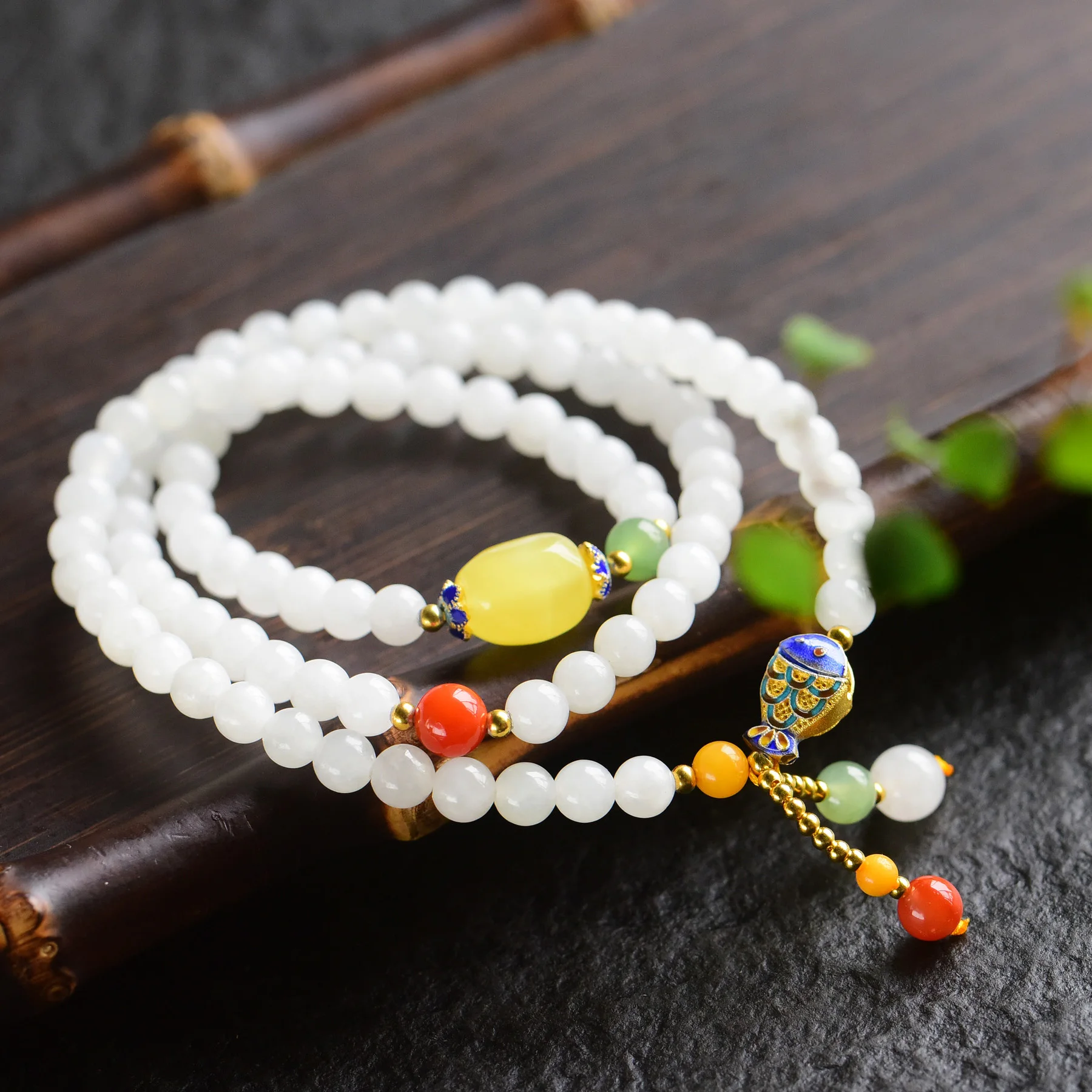 

Handmade Authentic Hetian Crystal Beads Bracelets 5.5mm
