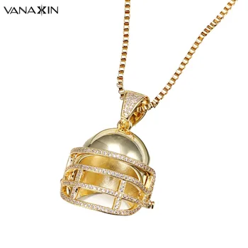 

VANAXIN Basketball Helmet Pendants&Necklaces AAA Zircons Fitness Accessory Sport Fashion Jewelry Gold/Silver Color Gift Pendants