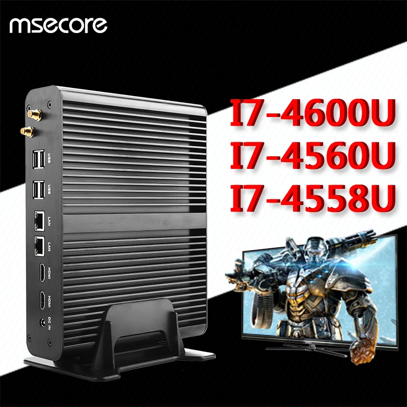 Fanless Intel I7 4510U 4650U 4558U Mini PC Windows 10 Desktop Computer stick pc barebone system