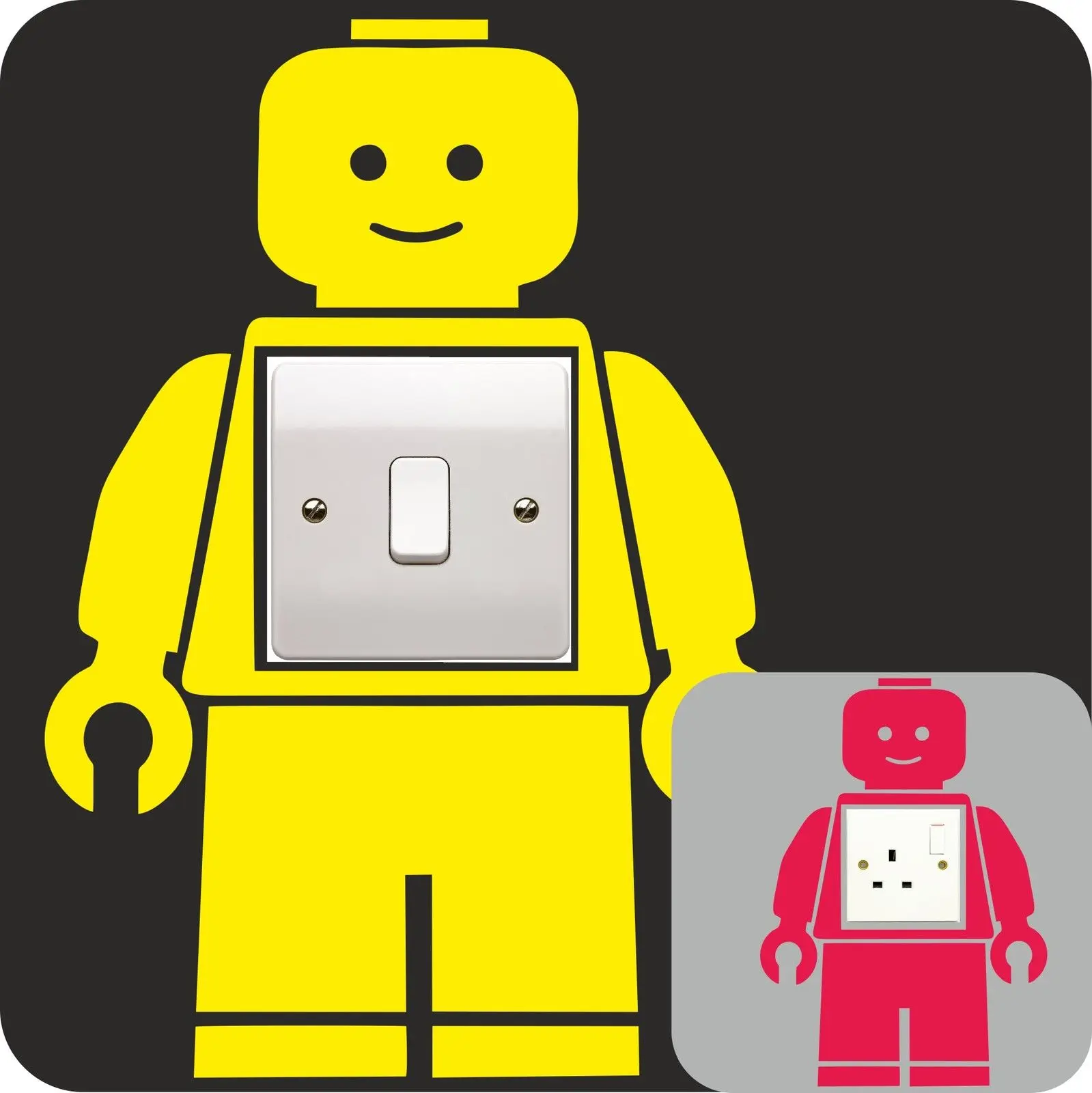 LEGO MAN vinyl decal LIGHT SWITCH PLUG SURROUND bedroom WALL sticker