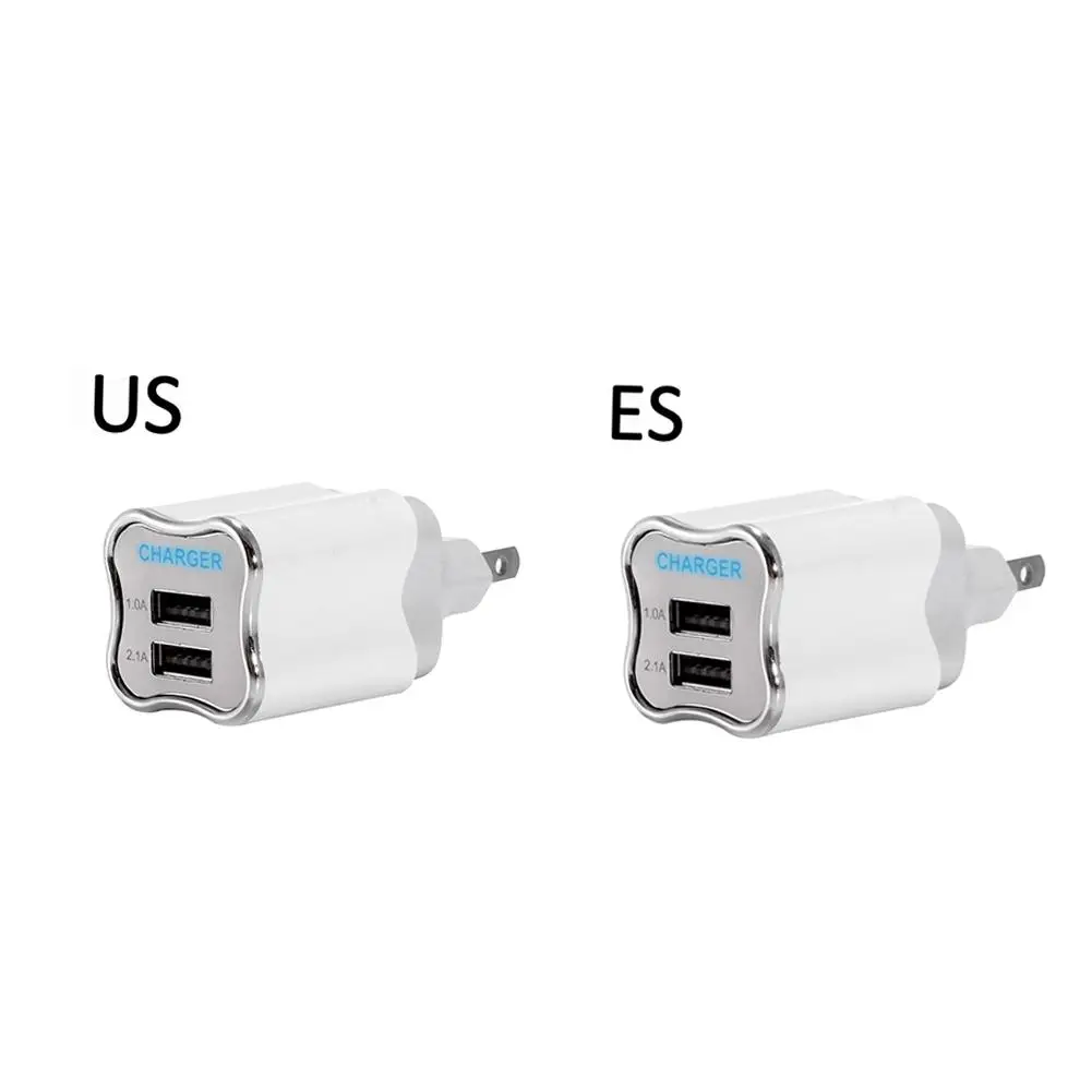 

Universal 5V 2A Dual USB With LED Light Luminous Travel Charger EU/US Plug Mobile Phone Smart Tablet Travel Charging Head 1PC J3