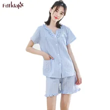 Новая коллекция пижамы Для женщин Лето короткий рукав Пижама домашняя одежда хлопковые пижамы Комплект ночной одежды Pijama Sexy пижамы Q187