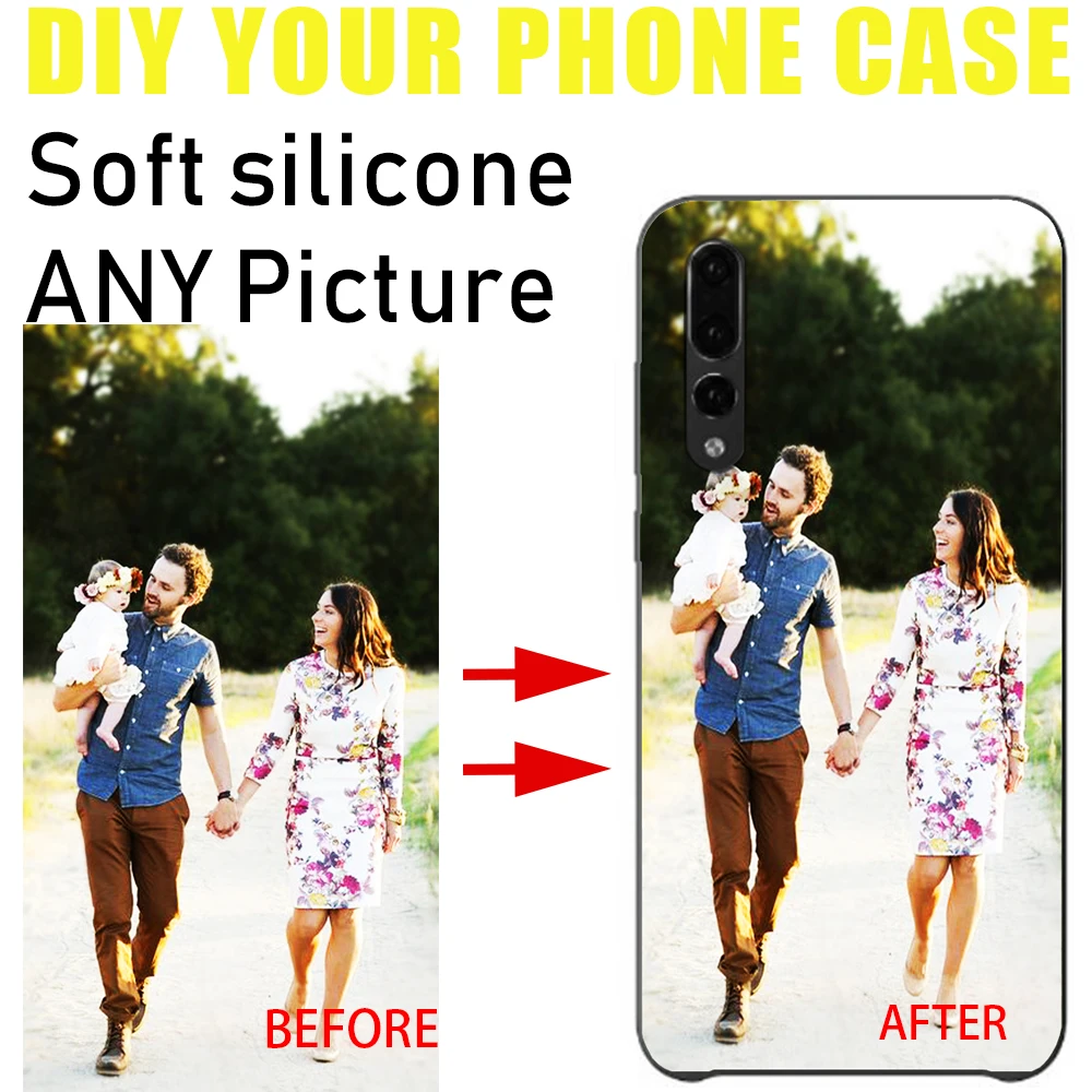 

DK Customize your own picture DIY pattern images fashion phone case Black Sotf TPU cover for Huawei p20 p10 p8 p9 lite series