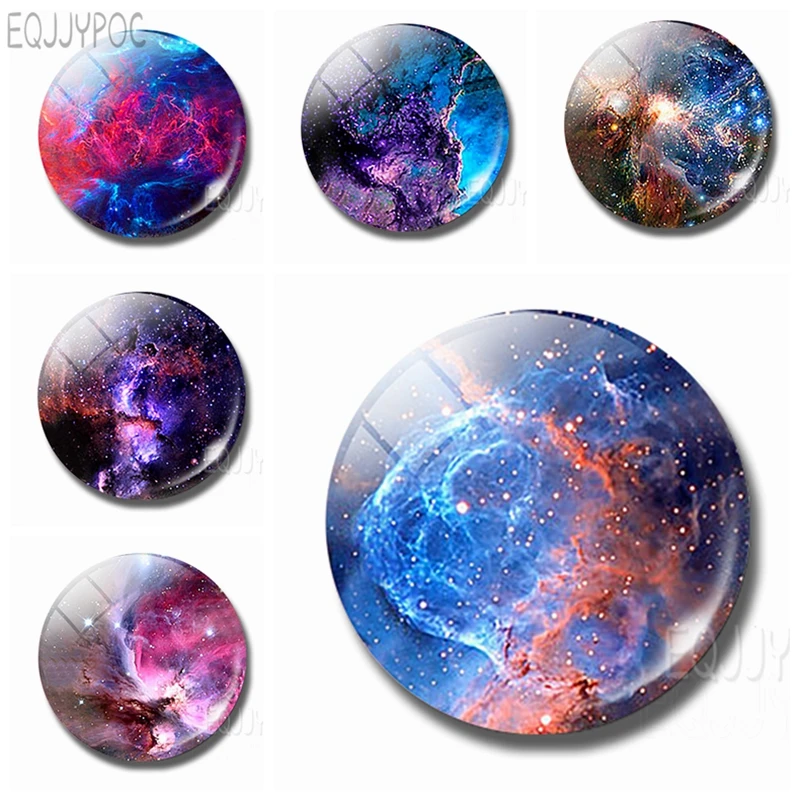 

Blue Space Sunrise M218 Planet Fridge Magnets Glass 30 MM Magnetic Refrigerator Stickers Note Holder Nebula Universe Home Decor