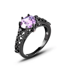 Fashion Jewelry For women Ring plating Black gold Filled Rings CZ purple Engagement Jewelry Full Sizes Ring Gift J02752 elegant purple black gold filled cz ring gold colors flowers rings unique vintage party wedding for women christmas jewelry