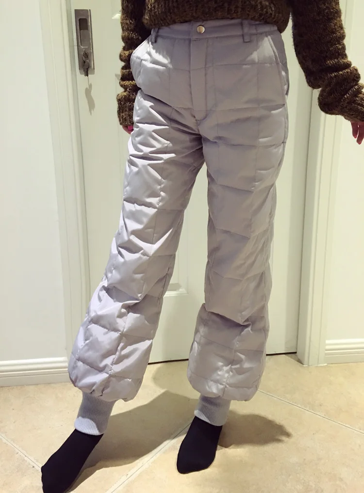 M-5XL размера плюс зимние женские брюки с белым утиным пухом уличные мужские теплые водонепроницаемые ветрозащитные походные брюки